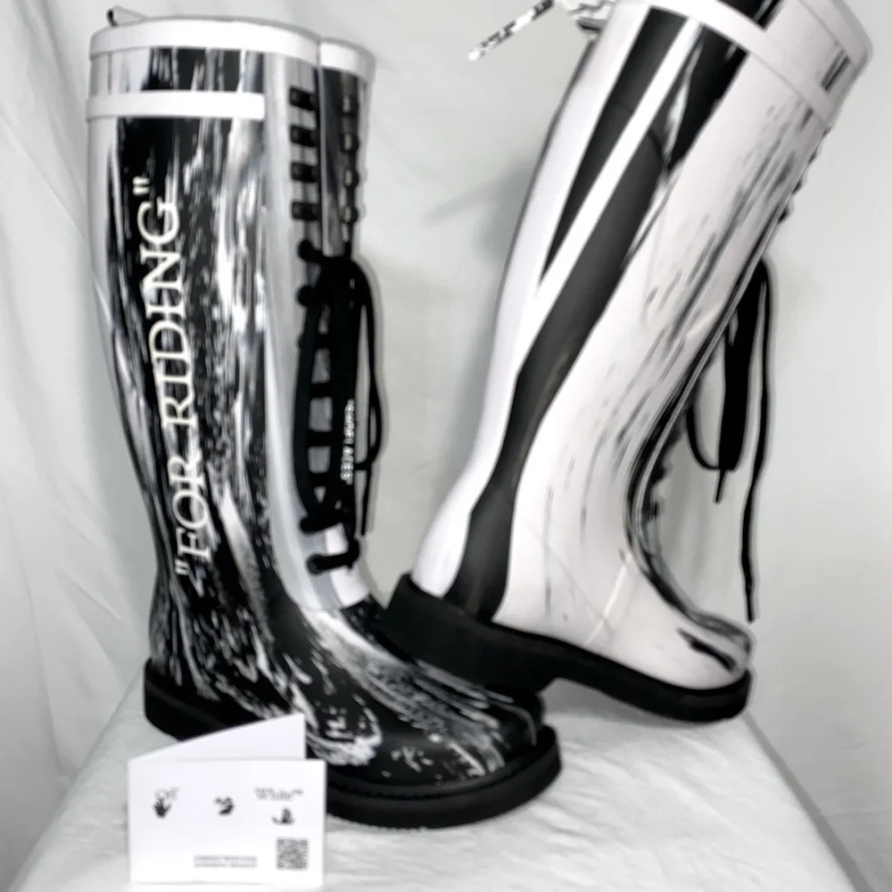 Off-white *NWT* For Riding Tall Rain Boot in Marble